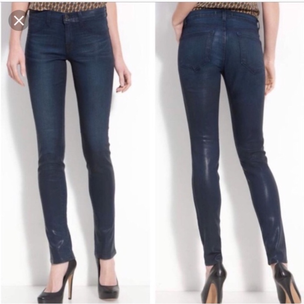 J Brand Coated Super Skinny Leggings in Smokestack - size 27